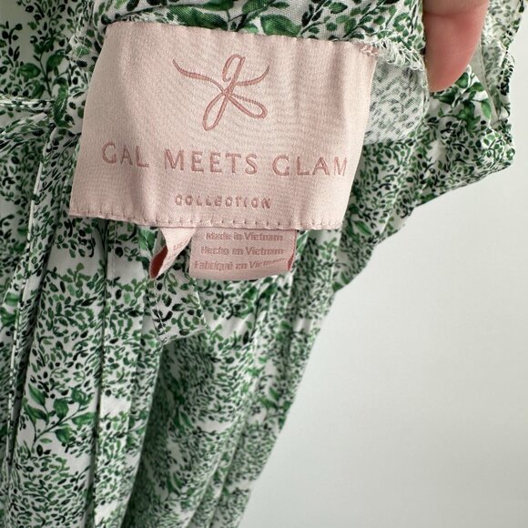 Gal Meets Glam Green Floral Sloane Maxi Dress 100% Cotton Sleeveless Lined US 8 - Picture 3 of 7